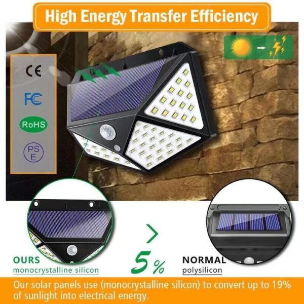 100 Led Solar Lights Outdoor Lighting Wireless Motion Sensor Lights with 3 Modes For Yard Stairs Garage Fence Porch