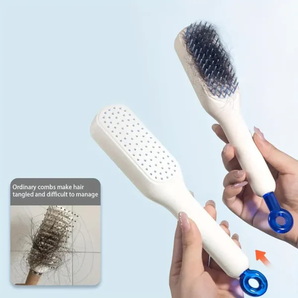 Self Cleaning Hair Brush, One-click Cleaning Telescopic Hair Comb